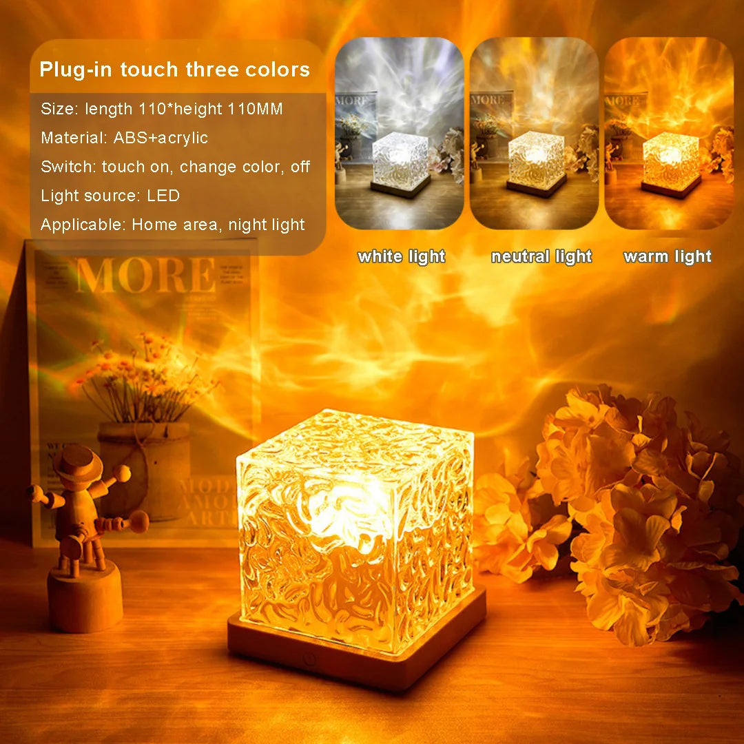 AquaAura water wave atmosphere lamp with realistic ocean wave projection and adjustable lighting modes
