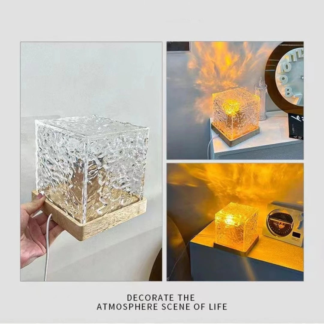 AquaAura water wave atmosphere lamp with realistic ocean wave projection and adjustable lighting modes